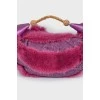 Bag with purple fur and rhinestones