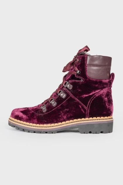 Purple velour boots