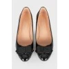 Patent leather ballet heels with rhinestones