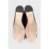 Patent leather ballet heels with rhinestones