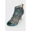 Snakeskin stiletto heeled sandals
