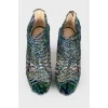 Snakeskin stiletto heeled sandals