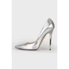 Silver stiletto heeled pumps