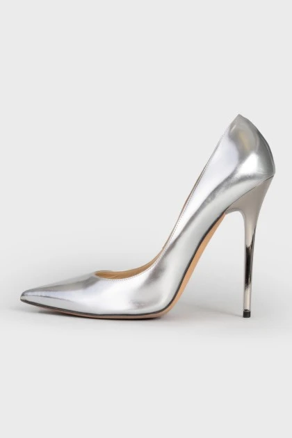 Silver stiletto heeled pumps