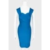 Blue tight sleeveless dress