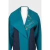 Turquoise coat embroidery decorated