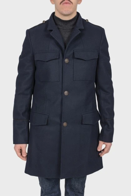 Men's coat dark blue, with the tag