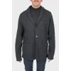 Men's woolen gray buttoned jacket; with tag