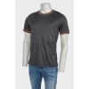 Men's multicolored fabric inserts T-shirt with tag