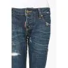 Blue decorative scuffs jeans, with zipper