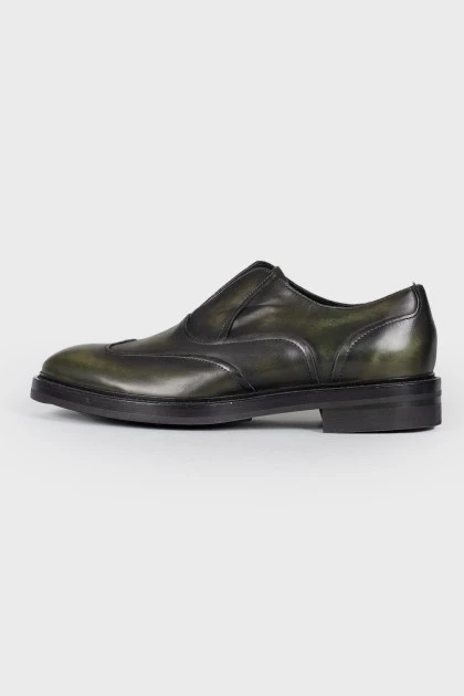 Men's khaki leather shoes
