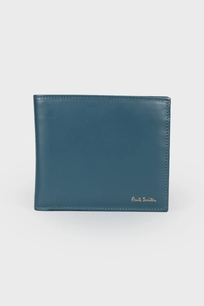 Blue -colored male wallet with tag