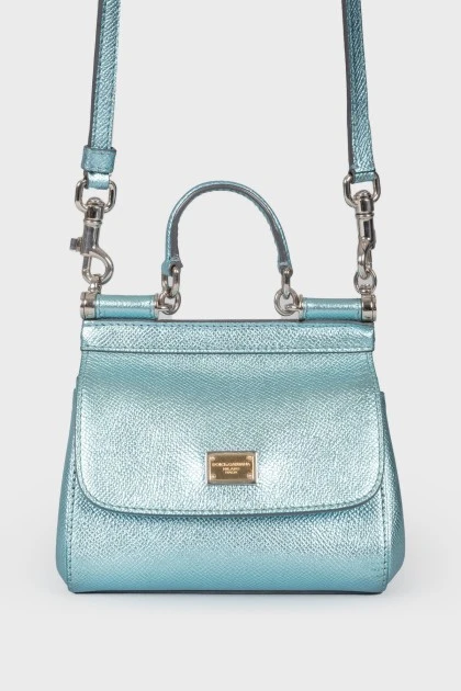 Blue pearl leather bag