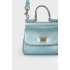 Blue pearl leather bag