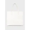 Cabas leather white bag on handles