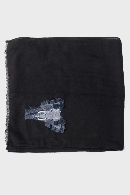 Men's scarf with embroidery, with tag