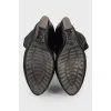 Black suede wedge heeled boots