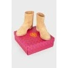 Suede gold logo boots