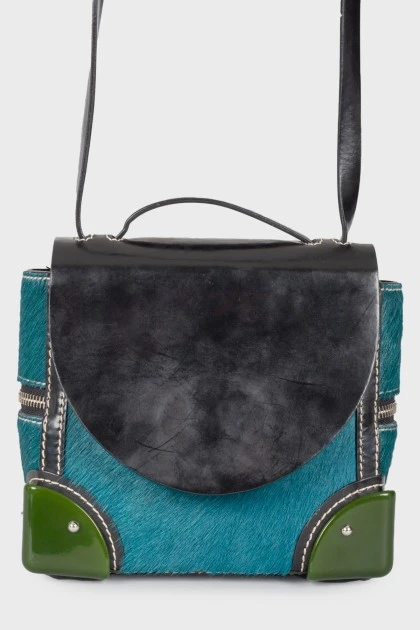 Barrier's pony handbag of turquoise