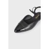 Leather ballet flats, patent leather sock, with tags