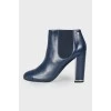 Blue ankle brand logo boots