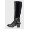 Patent high lace up boots