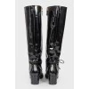 Patent high lace up boots