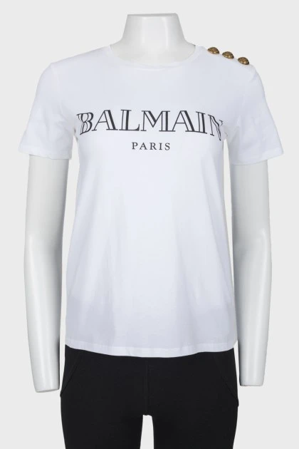 White T -shirt with a black log of brand
