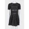Lace dress with leather inserts