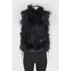 Fur and lace inserts vest