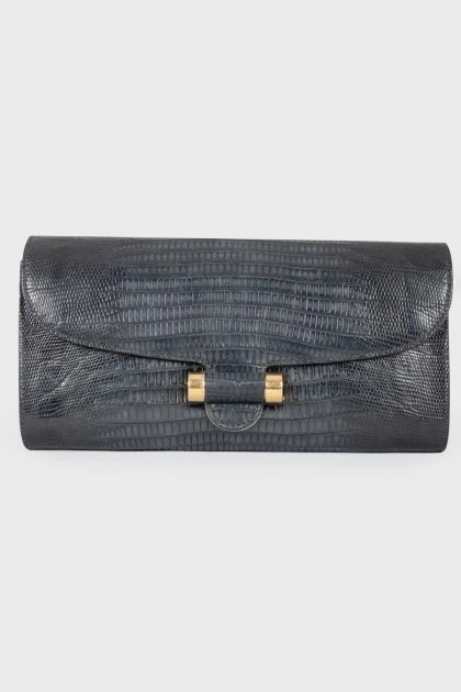 Graphite leather clutch bag