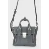 Gray patent leather bag