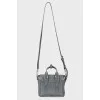 Gray patent leather bag