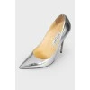 Silver stiletto heels