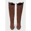 Brown suede heeled boots