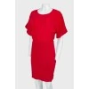 Red dress with short sleeves, zippered side
