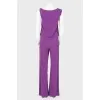 Purple jumpsuit with brooch