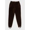 Brown velour zipper pants