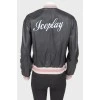 Perforated leather bomber