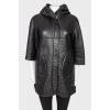 Leather sheepskin coat
