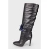 High boots with blue lacing
