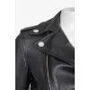 Leather asymmetrical zippered jacket