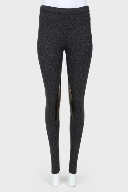 Cashmere leggings with leather inserts