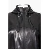 Leather coat with hood