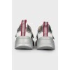 Silver embossed print sneakers