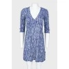 Blue patterned fitted dress