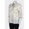 White silk blouse with bow