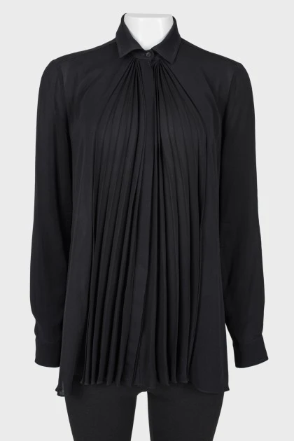 Translucent blouse with pleated details