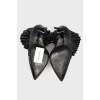 Pleated leather heels