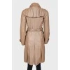 Beige leather trench coat